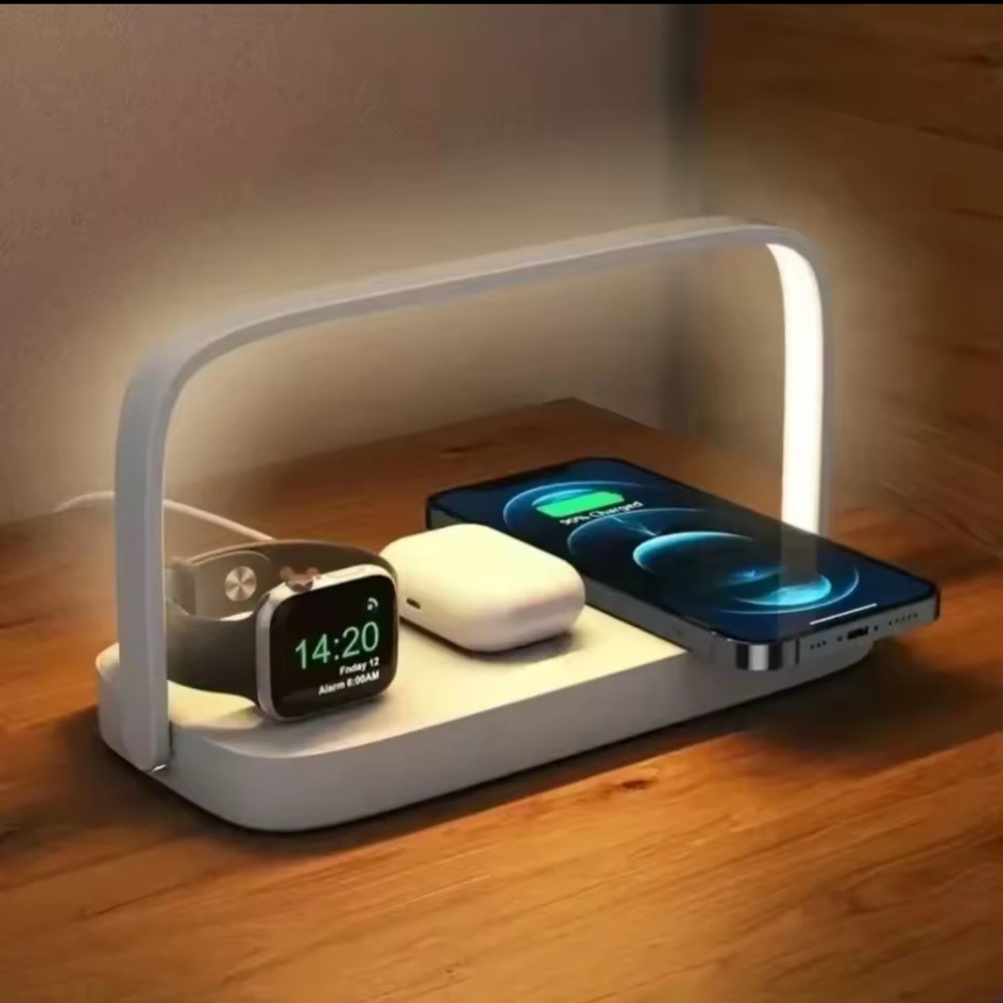 SmartCharge 4-in-1 Wireless Charging Station with LED Lamp