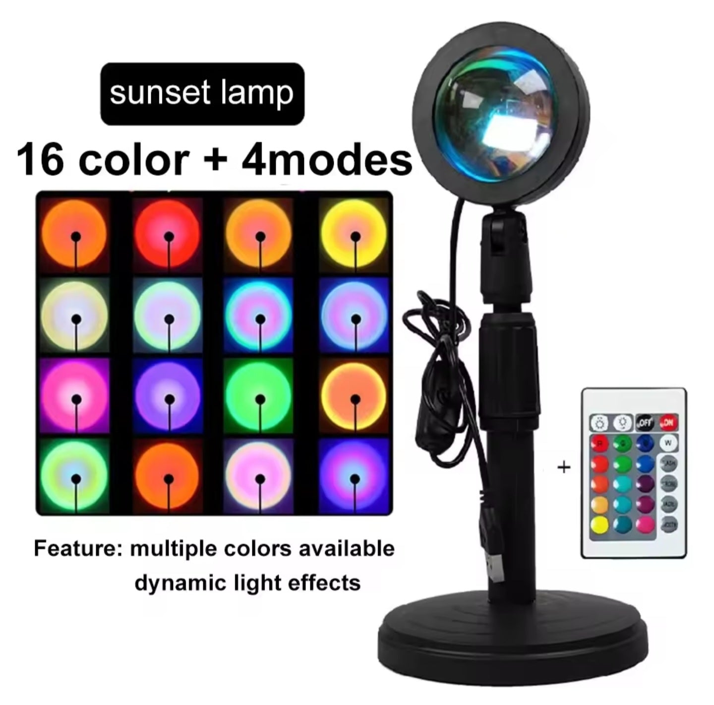 Sunset Projection Lamp – 16 Colors LED Room Light