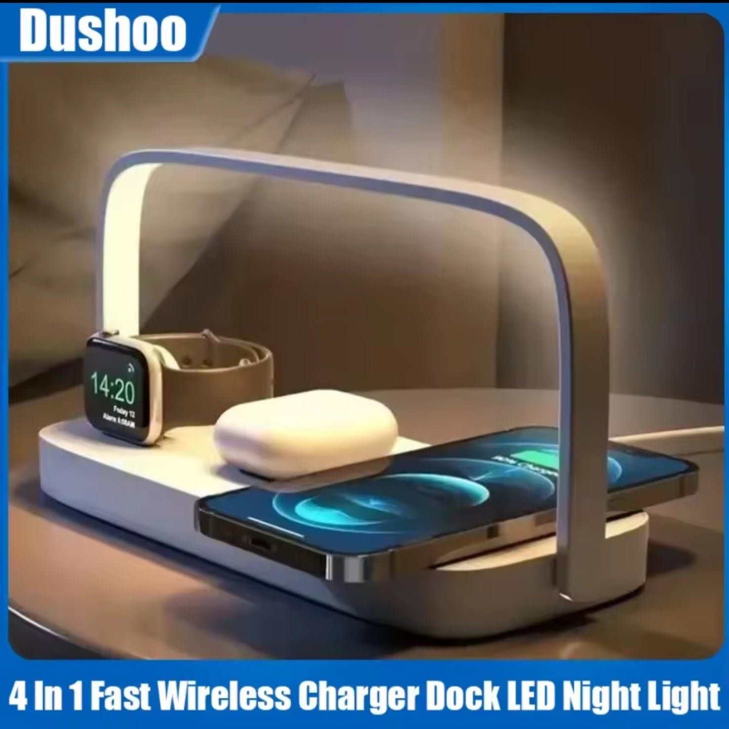 SmartCharge 4-in-1 Wireless Charging Station with LED Lamp