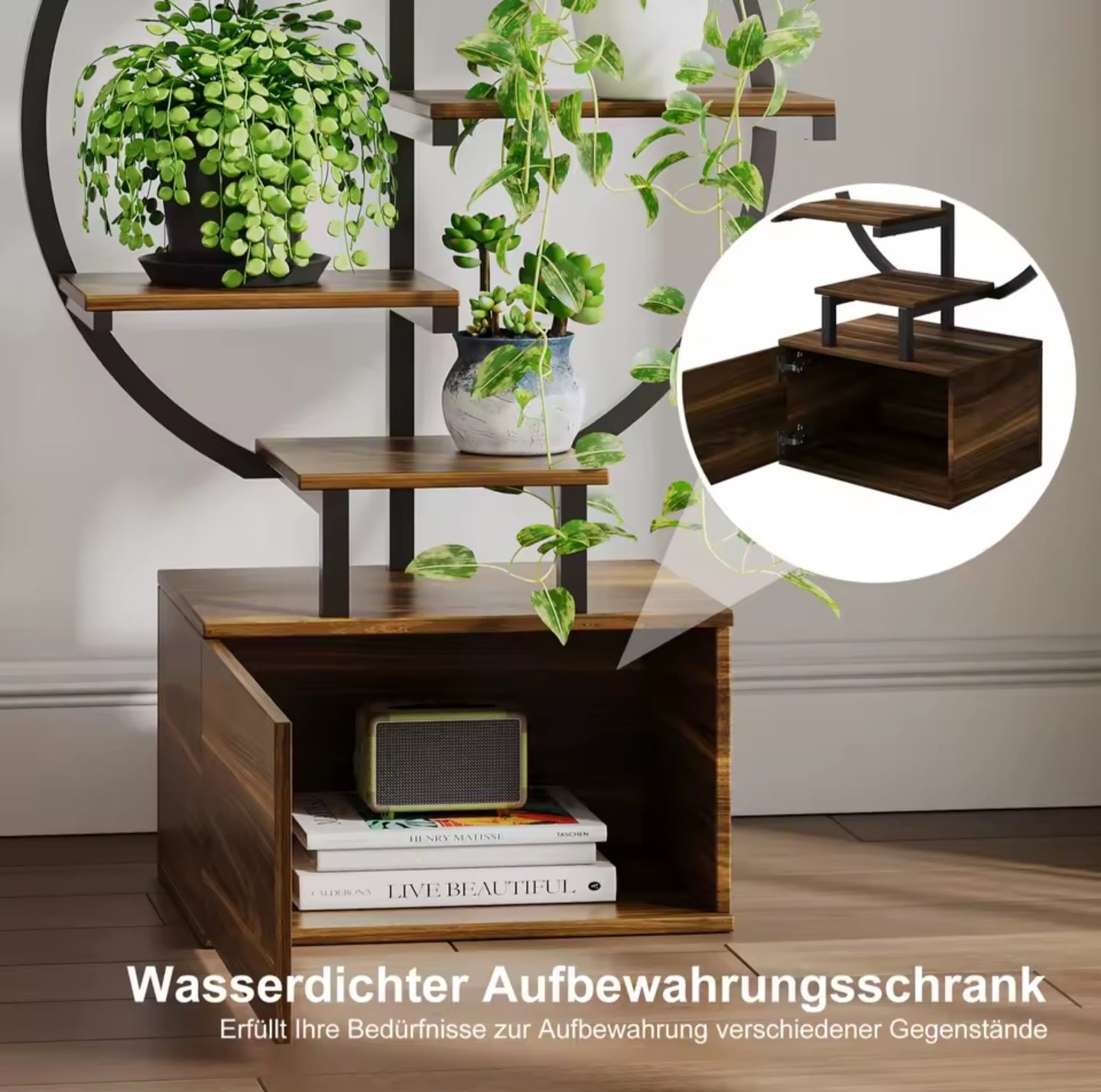 🌿 Moderner Pflanzenständer mit Stauraum