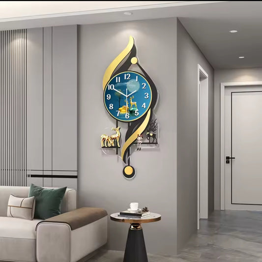Golden Wave Modern Wall Clock
