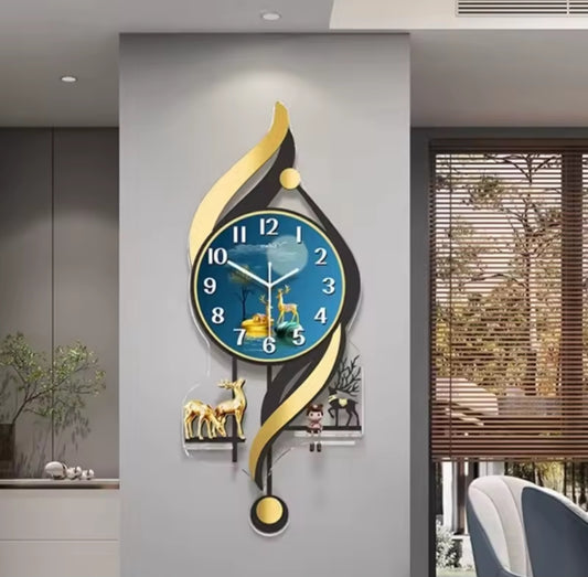 Golden Wave Modern Wall Clock